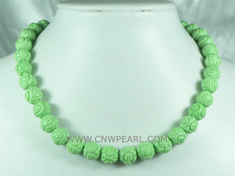 12mm depicted turquoise necklace with apple green color