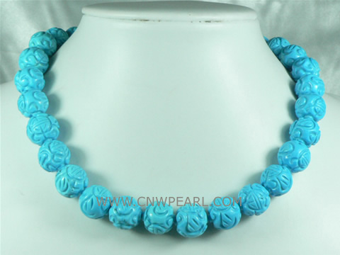 wholesale 16mm depicted turquoise necklace with blue color