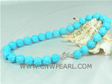 wholesale 16mm depicted turquoise necklace with blue color