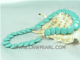 wholesale light blue coin shaped laminated turquoise necklace