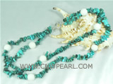 12mm gemstons freshwater pearl necklace with turquoise beads