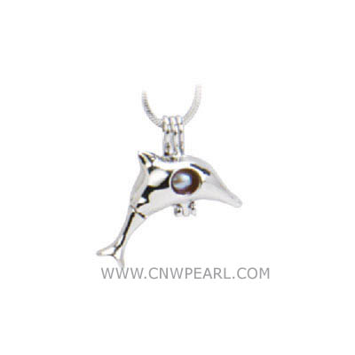 10pcs 18KGP wish pearl pendants (cages) in dolphin design