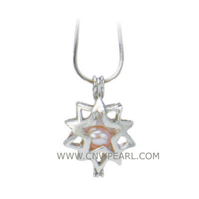 10pcs 18KGP wish pearl pendants (cages) in double-pentacle desig