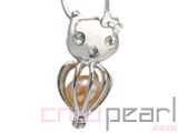 10pcs 18KGP wish pearl pendants (cages) in cat design